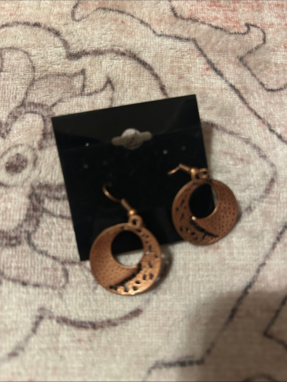 Women’s Copper-Tone Filigree Crescent Drop Earrings